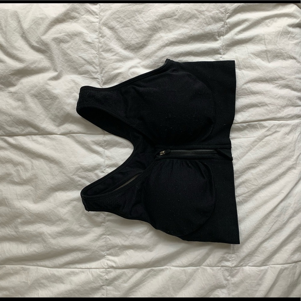 Zip front sports bra